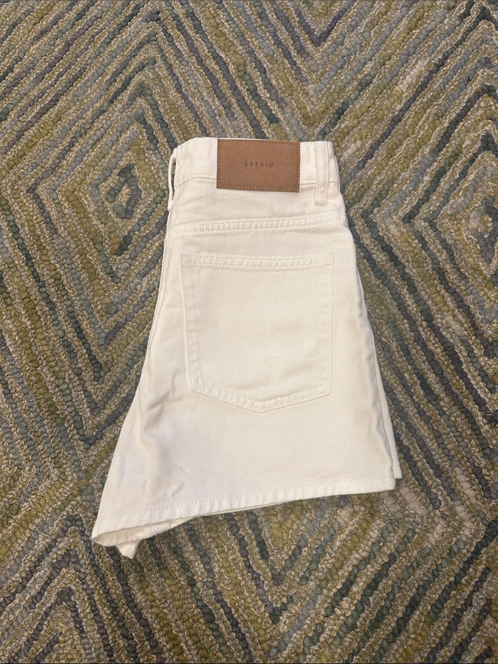 White High-Rise Denim Shorts